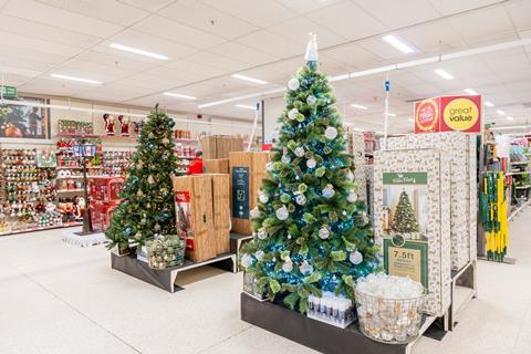 Christmas trees on display at Wilko Plymouth store